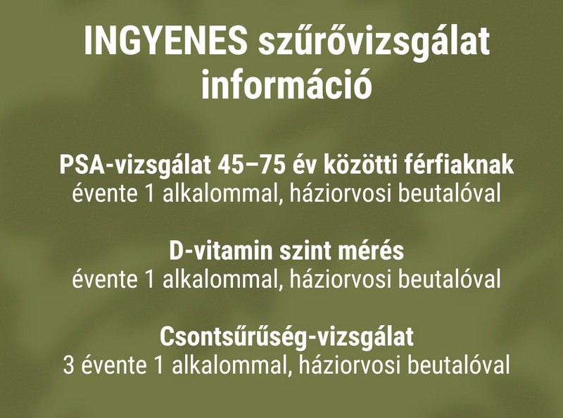 Ingyenes szűrővizsgálat információk
